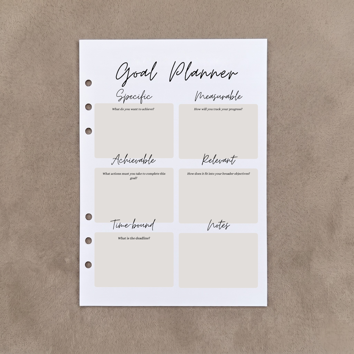SMART Goal Planner | A5 Ring Binder Inserts