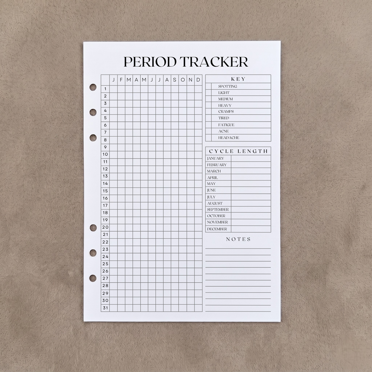 Period Tracker | 2 PACK - A5 Ring Binder Inserts