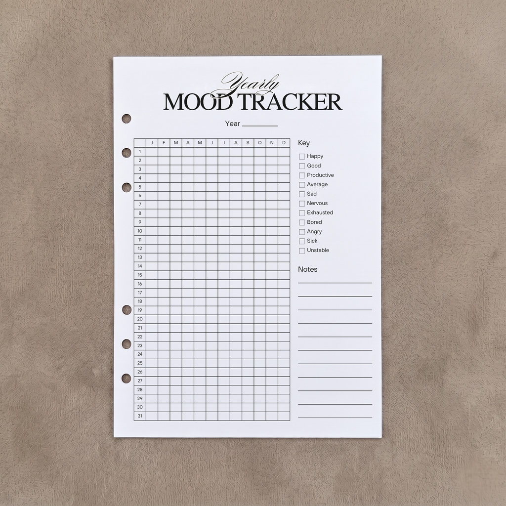 Yearly Mood Tracker | 2 PACK - A5 Ring Binder Insert