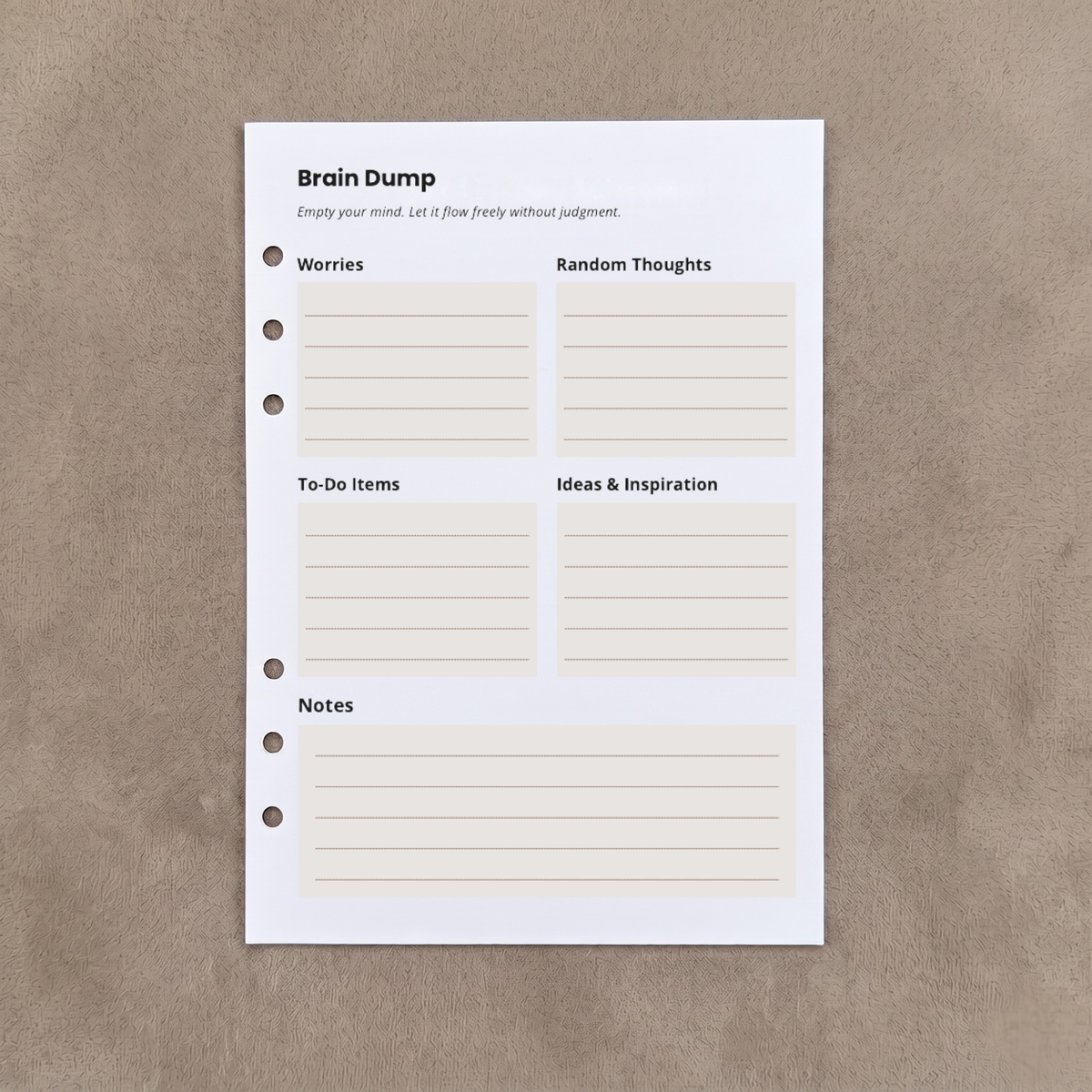 Brain Dump | A5 Ring Binder Inserts