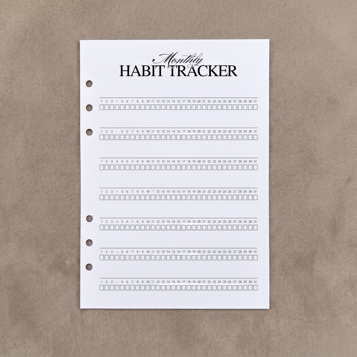 Monthly Habit Tracker | 12 PACK - A5 Ring Binder Inserts