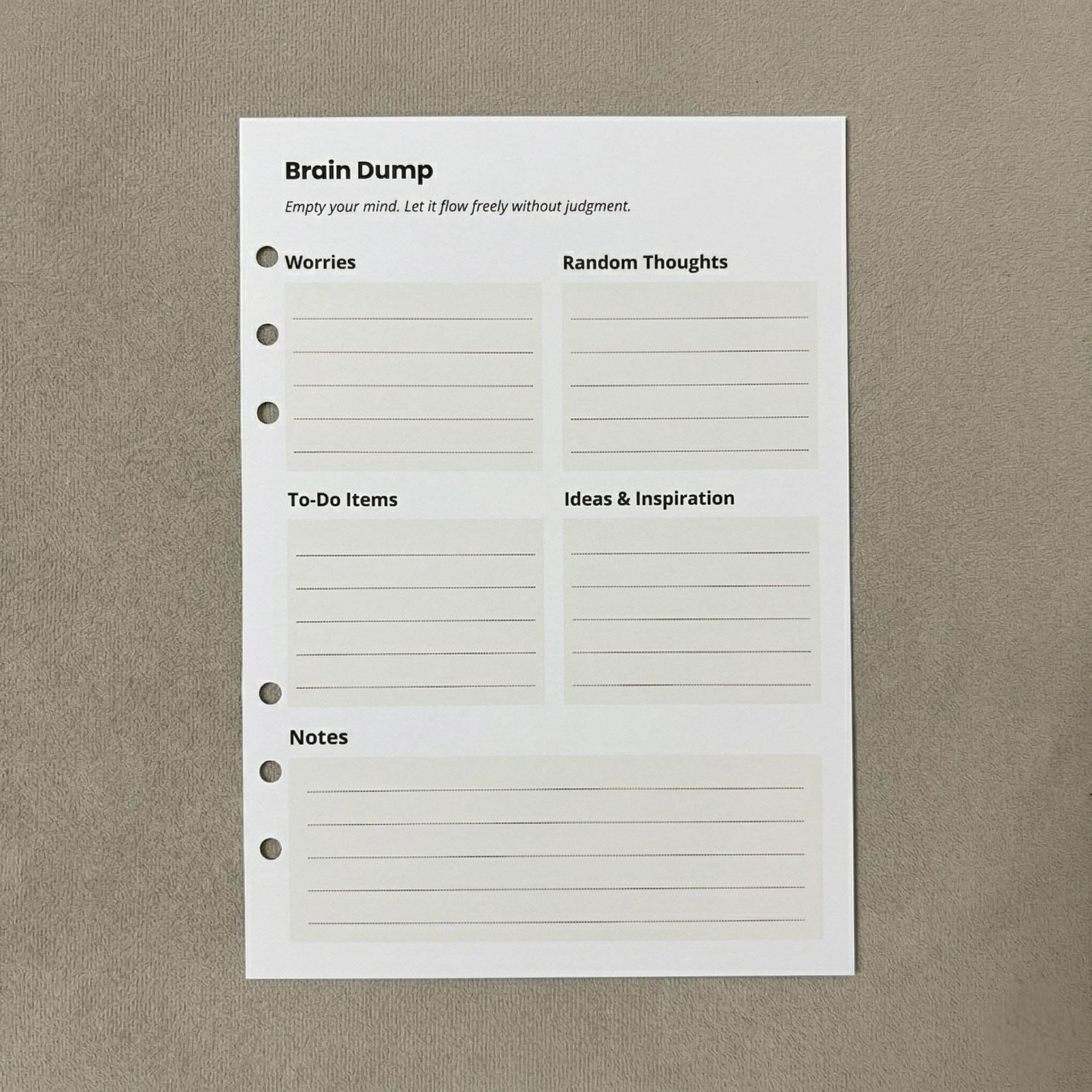 Brain Dump | A5 Ring Binder Inserts