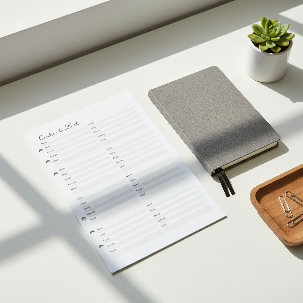Contact List | A5 Ring Binder Inserts