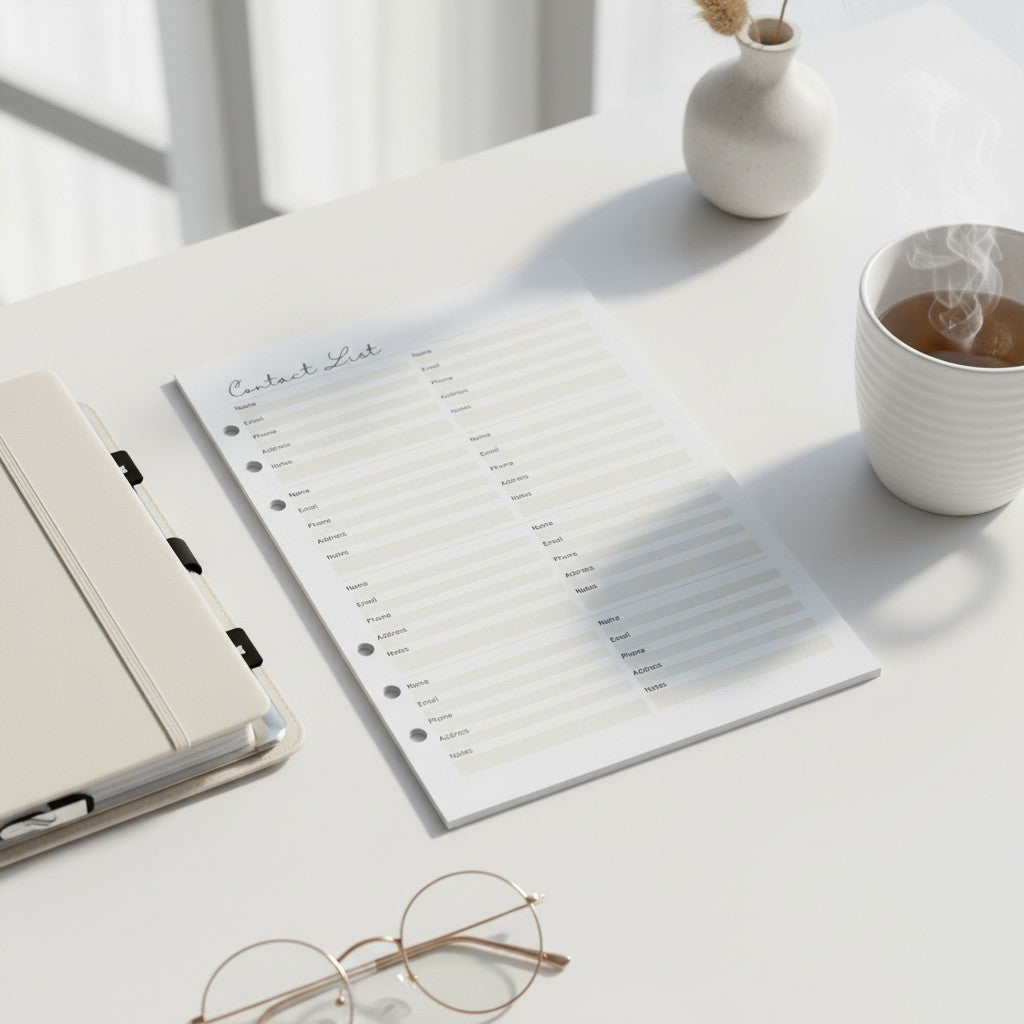 Contact List | A5 Ring Binder Inserts