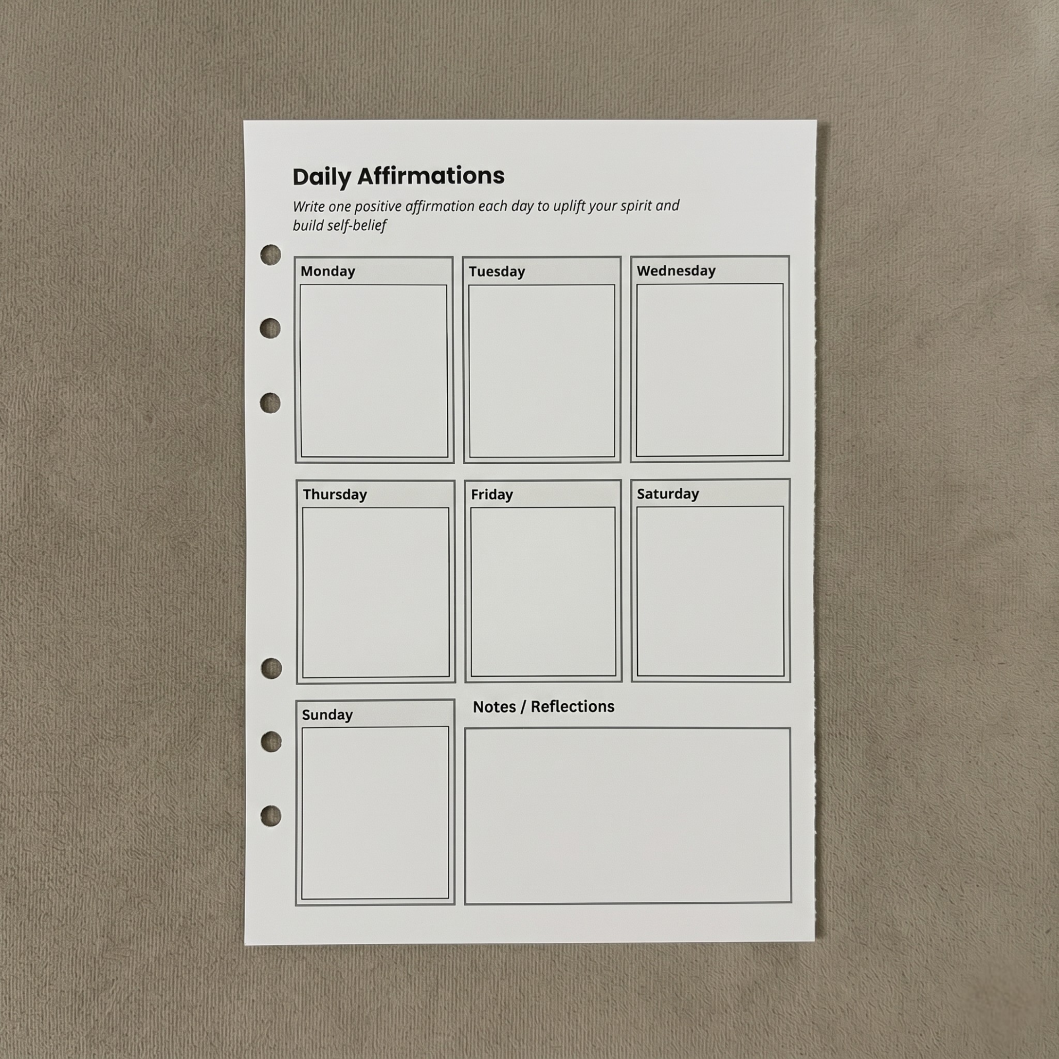 Affirmations | A5 Ring Binder Inserts