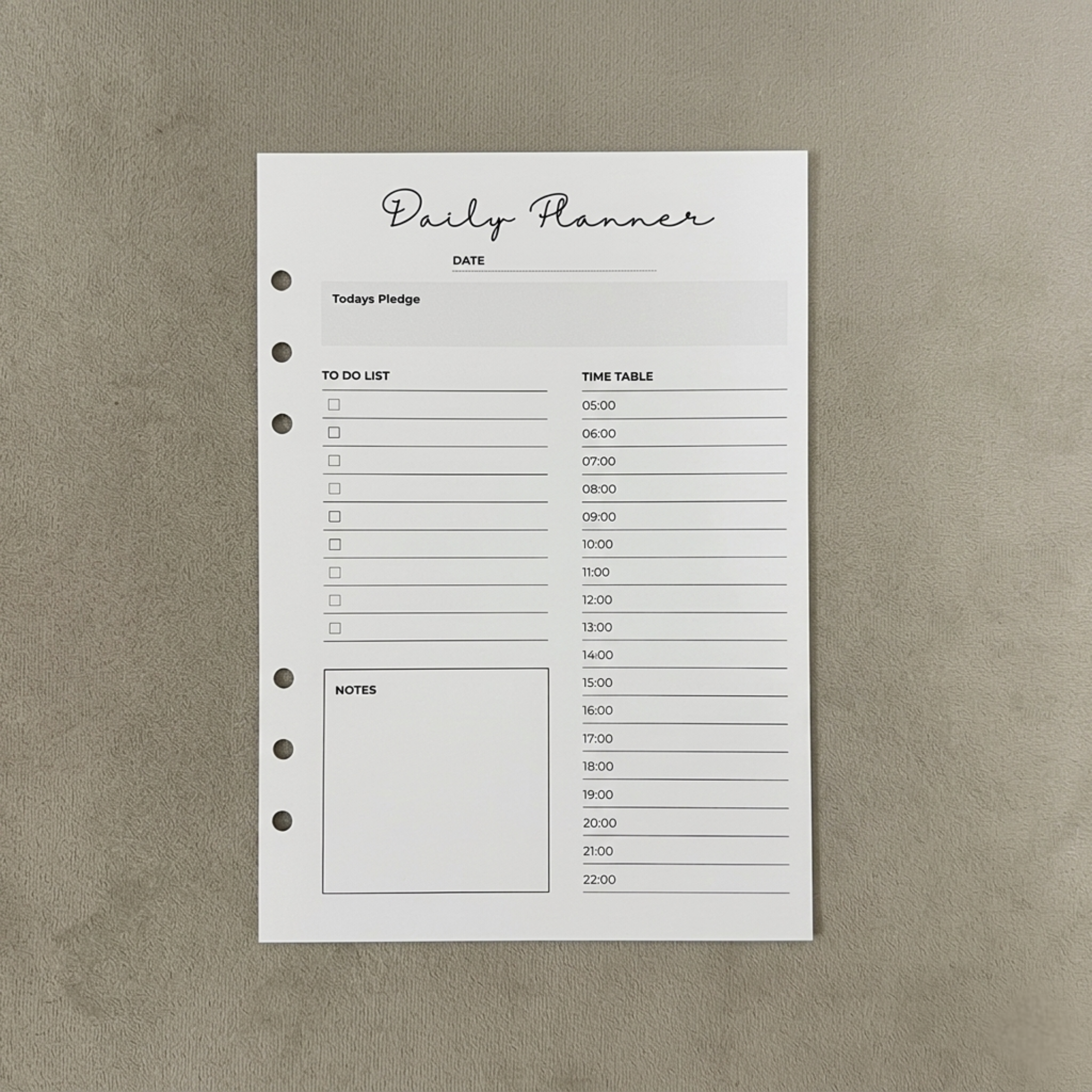 Daily Planner with To Do List | A5 Ring Binder Inserts