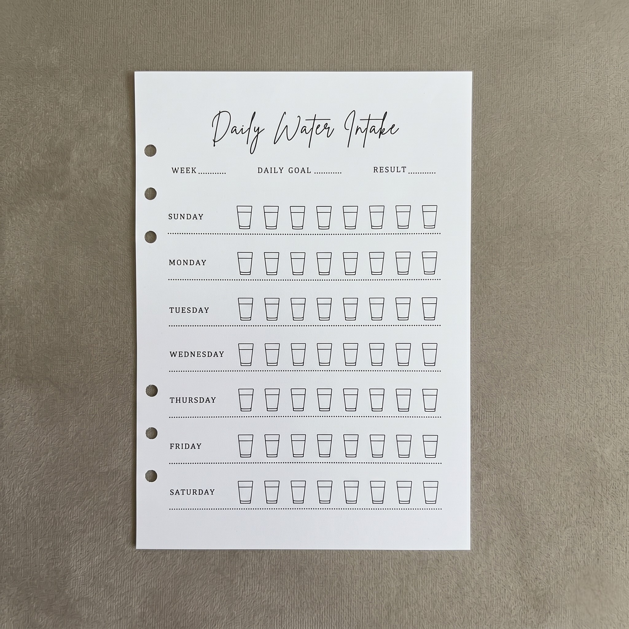 Water Intake | A5 Ring Binder Inserts