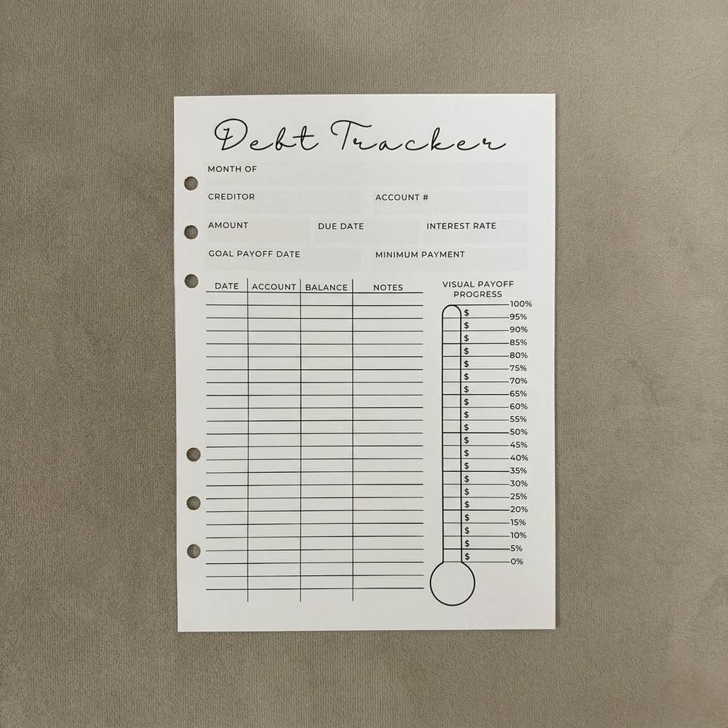 Snowball Debt Tracker | A5 Ring Binder Inserts