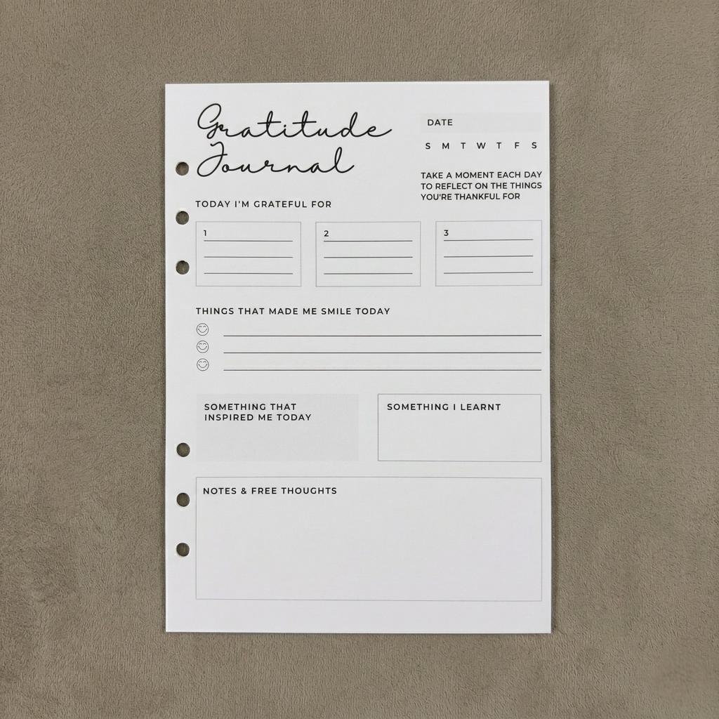 Gratitude Journal | A5 Ring Binder Inserts