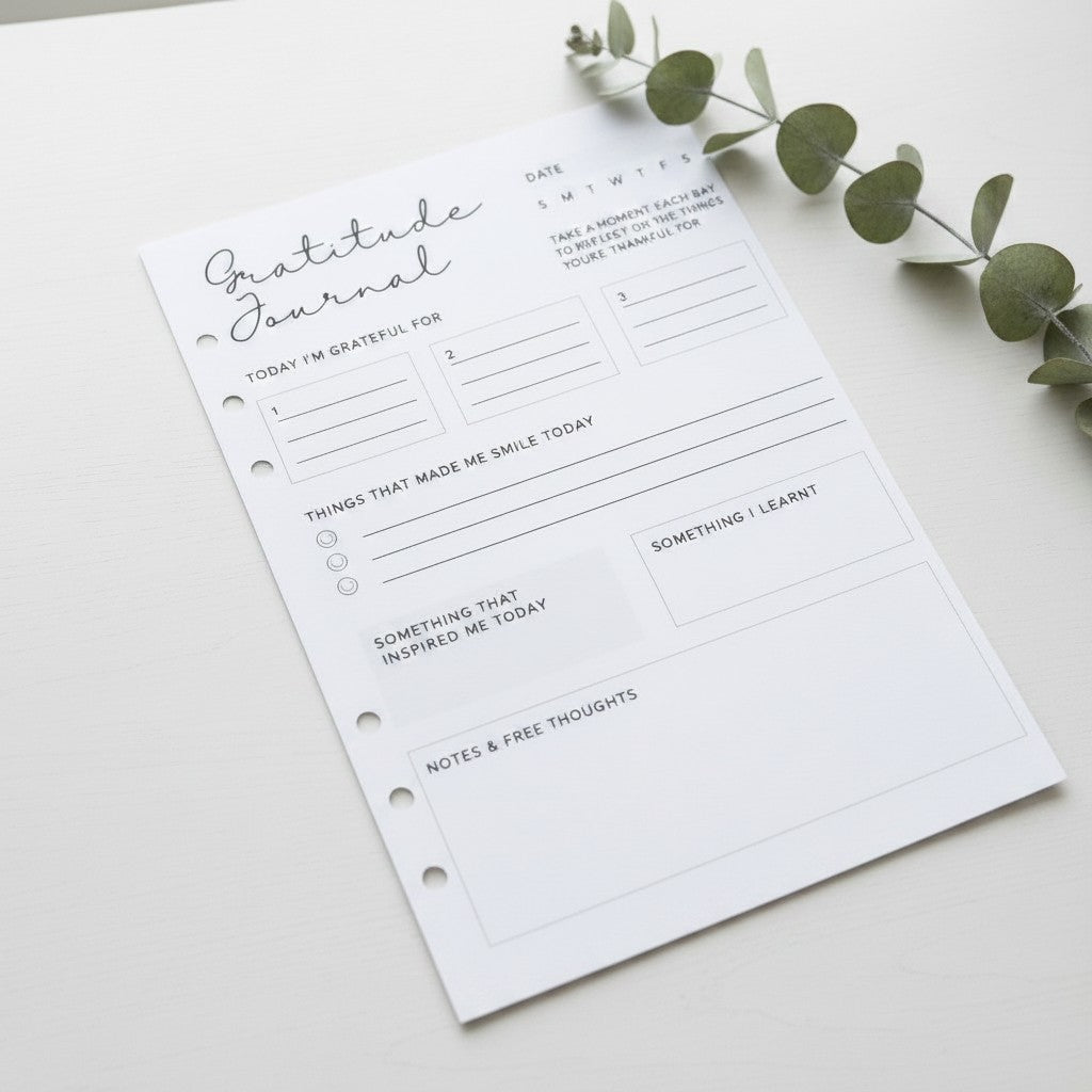 Gratitude Journal | A5 Ring Binder Inserts