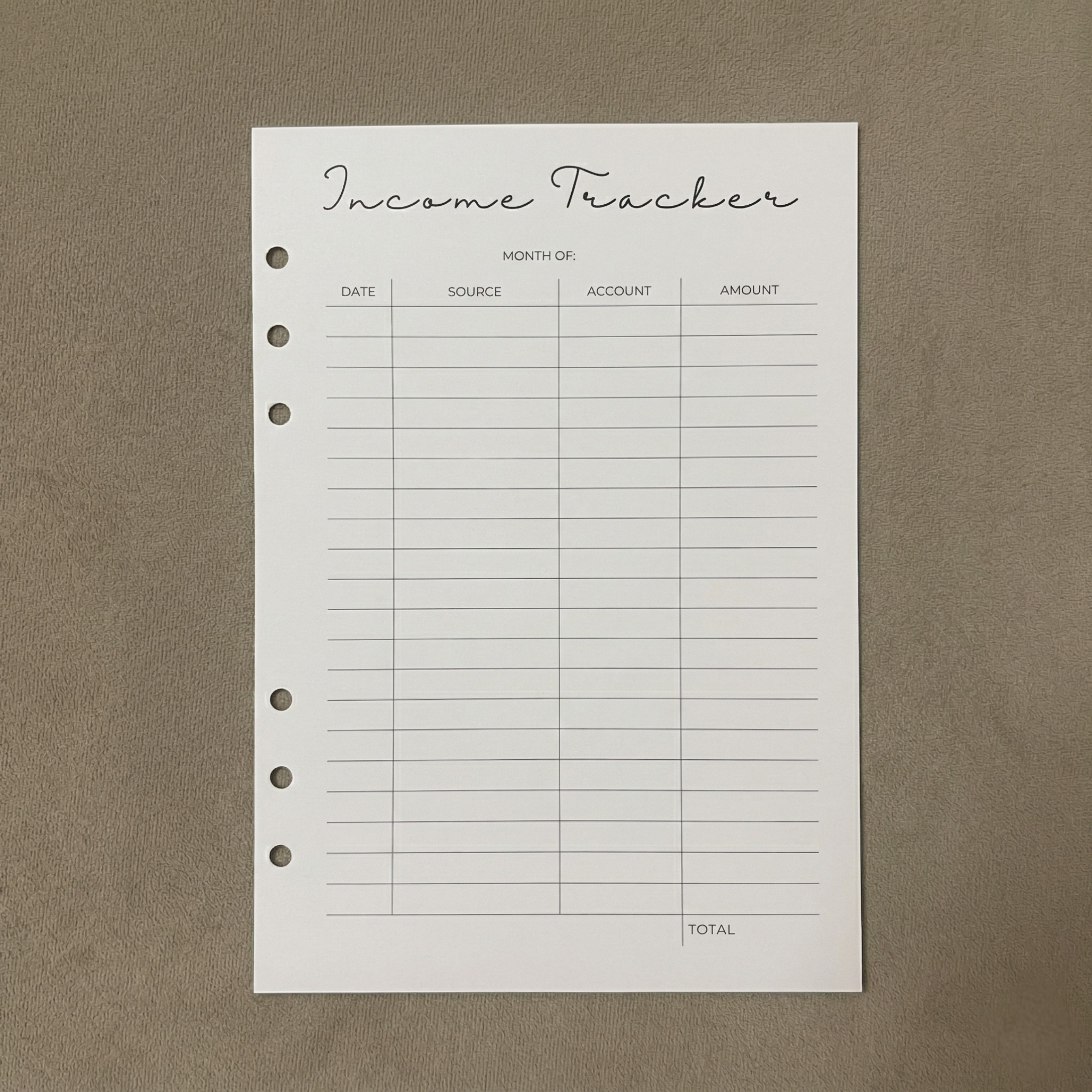 Income Tracker | A5 Ring Binder Inserts