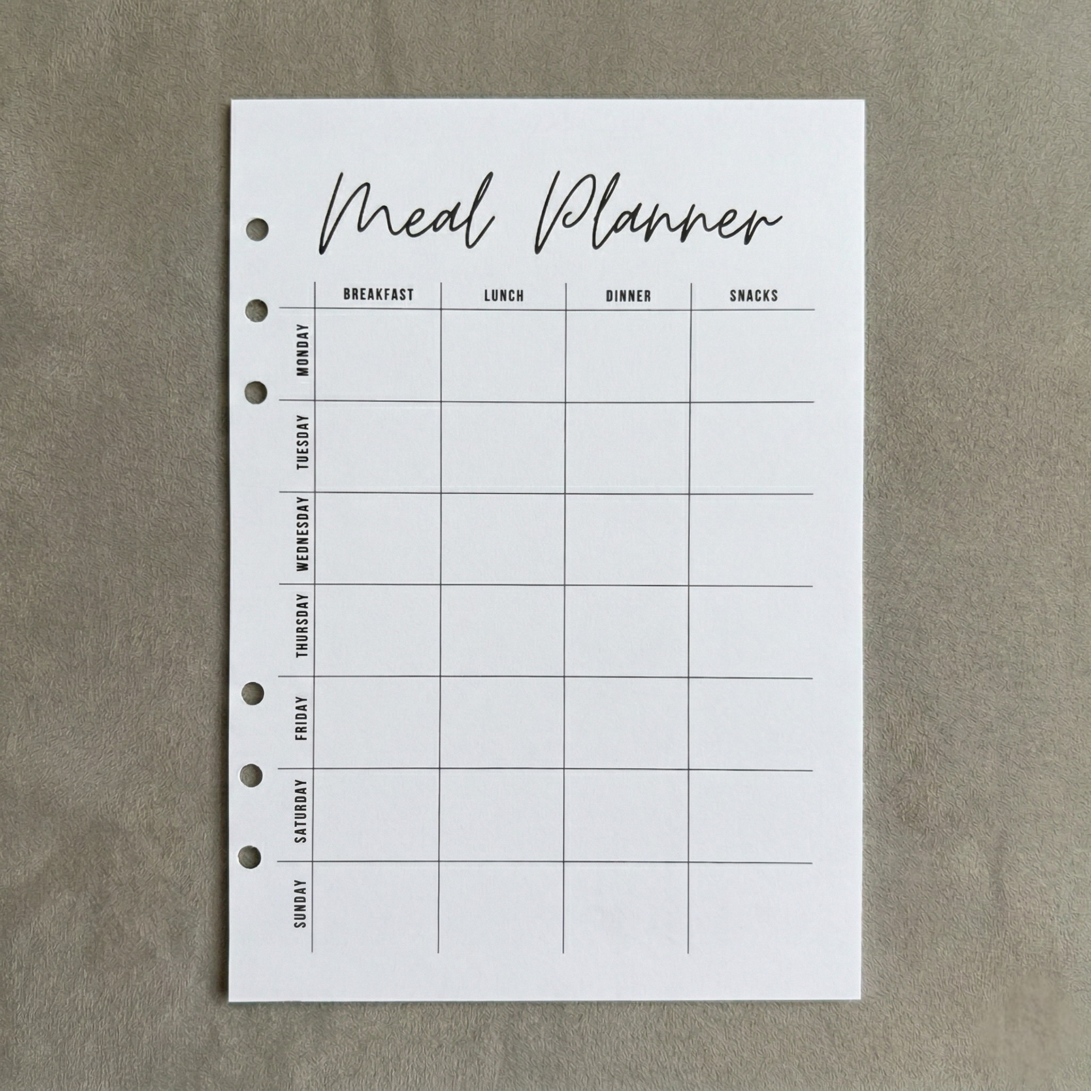 Meal Planner | A5 Ring Binder Inserts