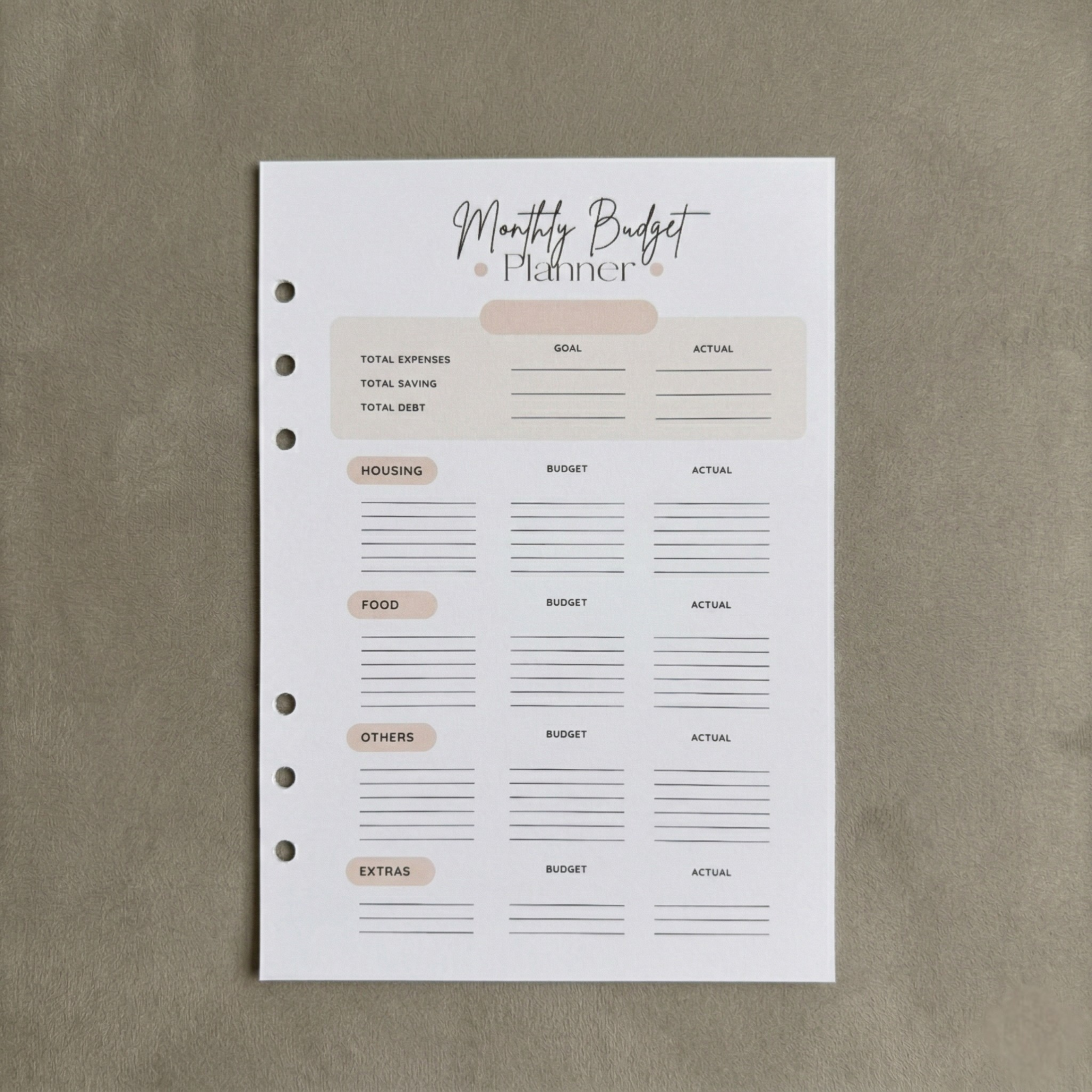 Monthly Budget Planner | 12 PACK - A5 Ring Binder Inserts