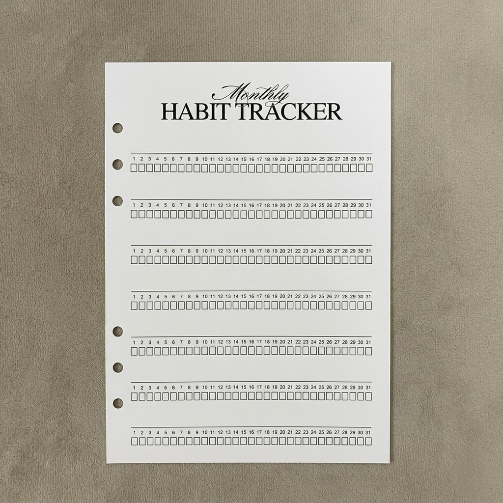 Monthly Habit Tracker | 12 PACK - A5 Ring Binder Inserts