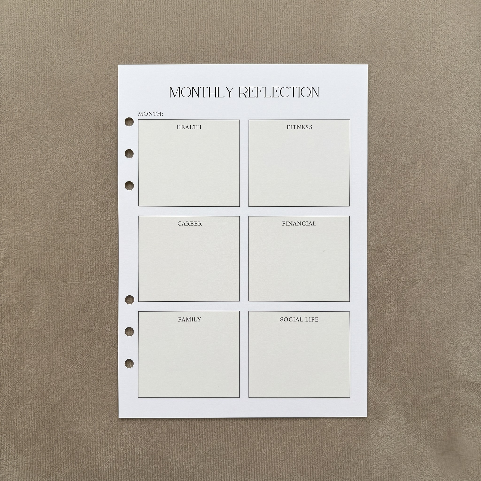 Monthly Reflection | 12 PACK - A5 Ring Binder Inserts