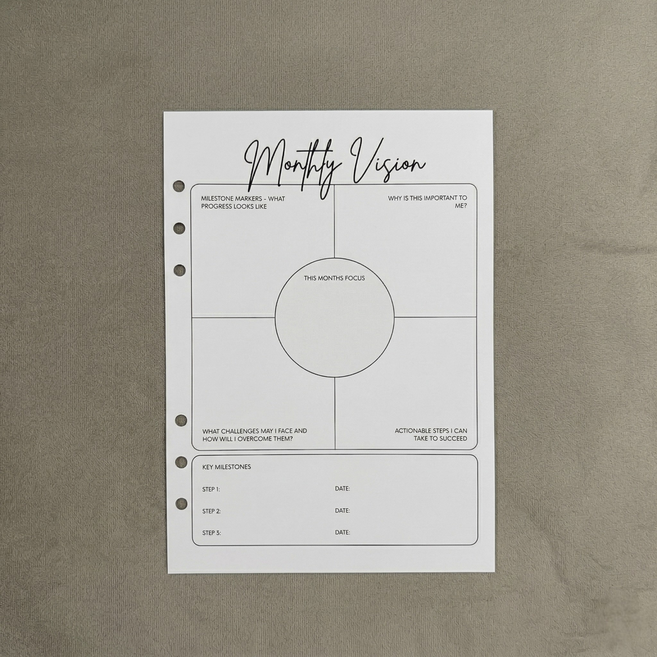 Monthly Vision | 12 PACK - A5 Ring Binder Insert