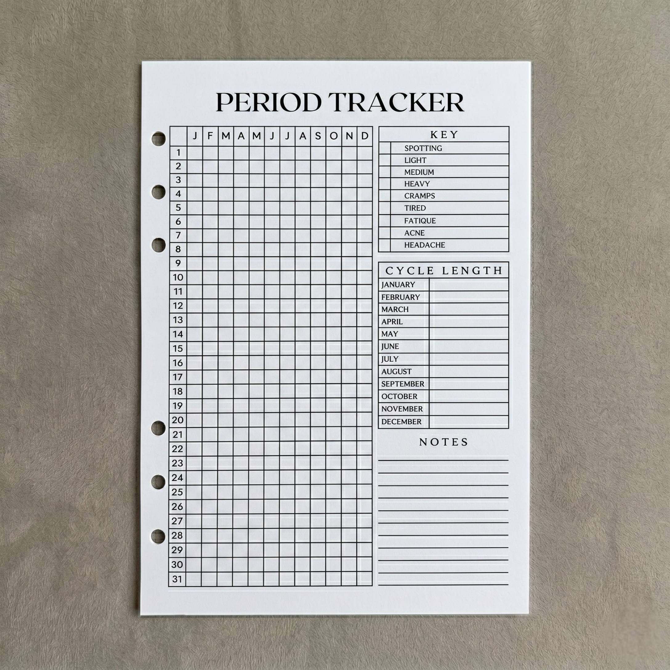 Period Tracker | 2 PACK - A5 Ring Binder Inserts
