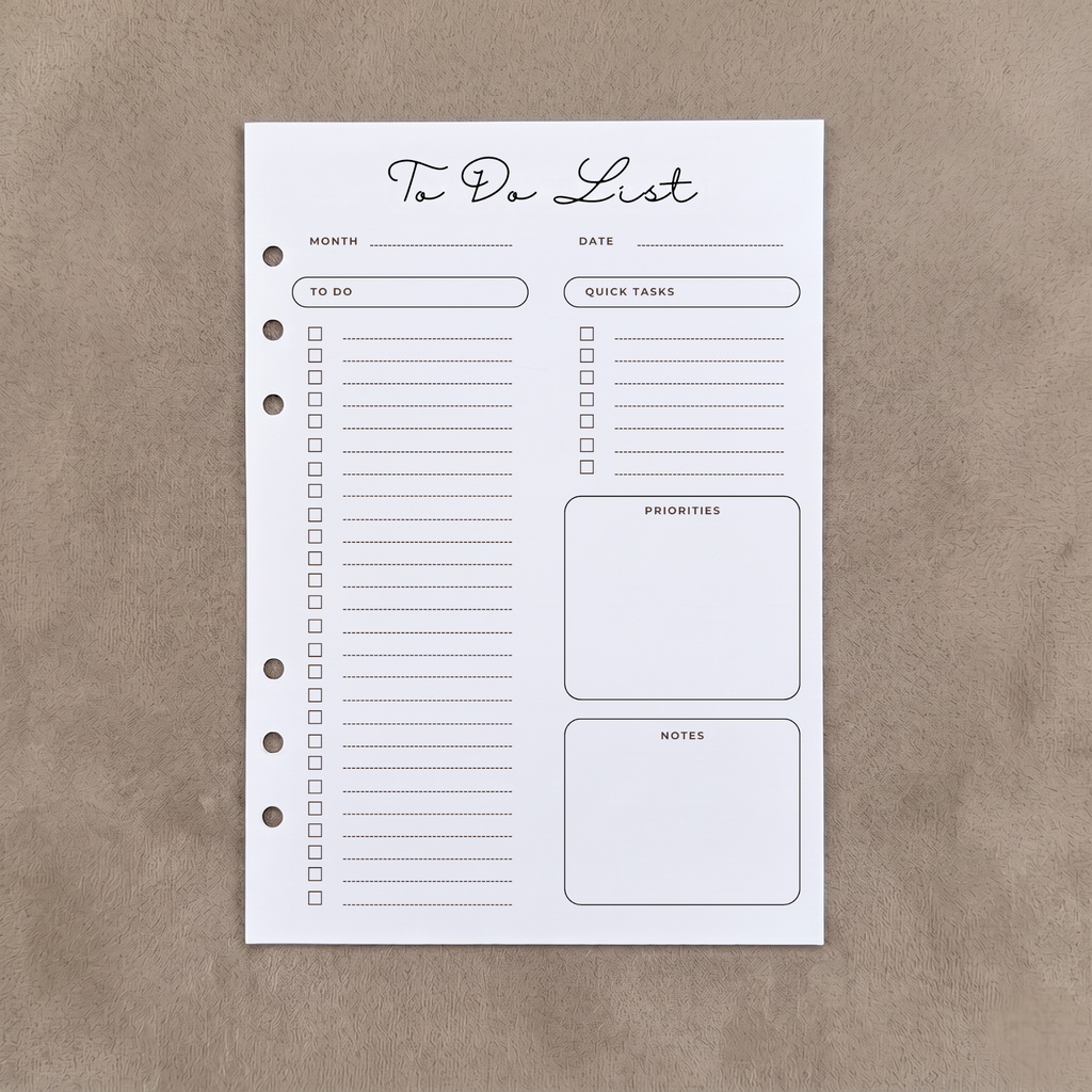 To Do List | A5 Ring Binder Inserts