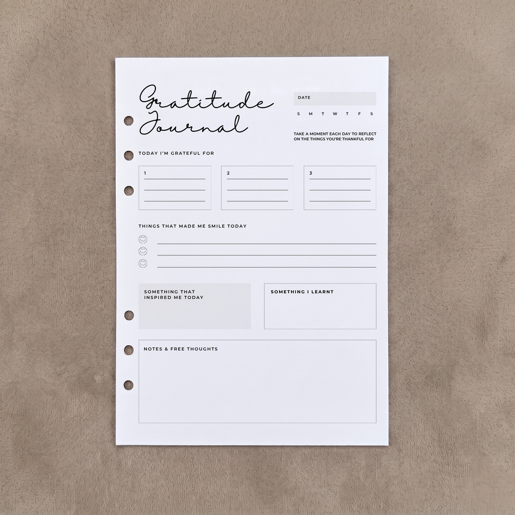 Gratitude Journal | A5 Ring Binder Inserts