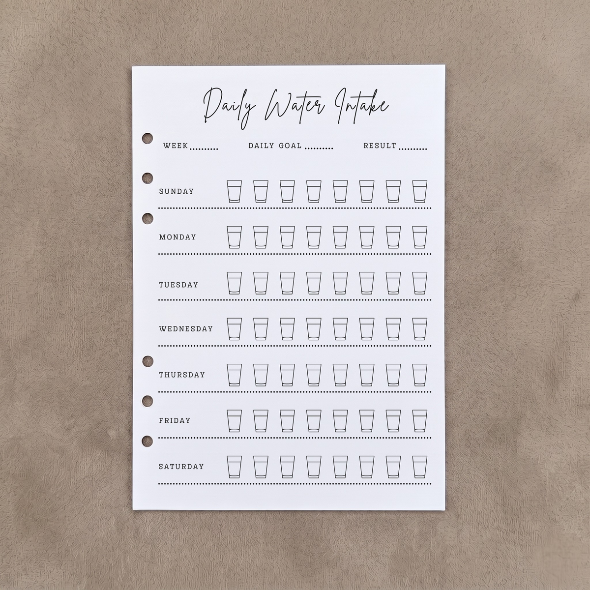 Water Intake | A5 Ring Binder Inserts