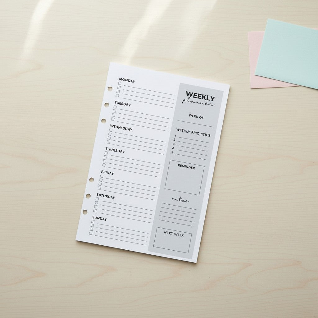 Weekly Planner | A5 Ring Binder Insert