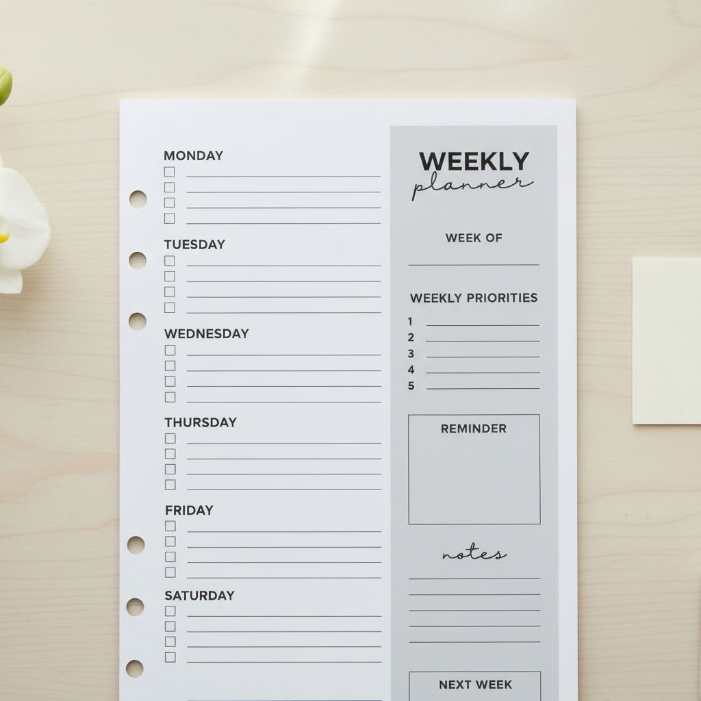 Weekly Planner | A5 Ring Binder Insert