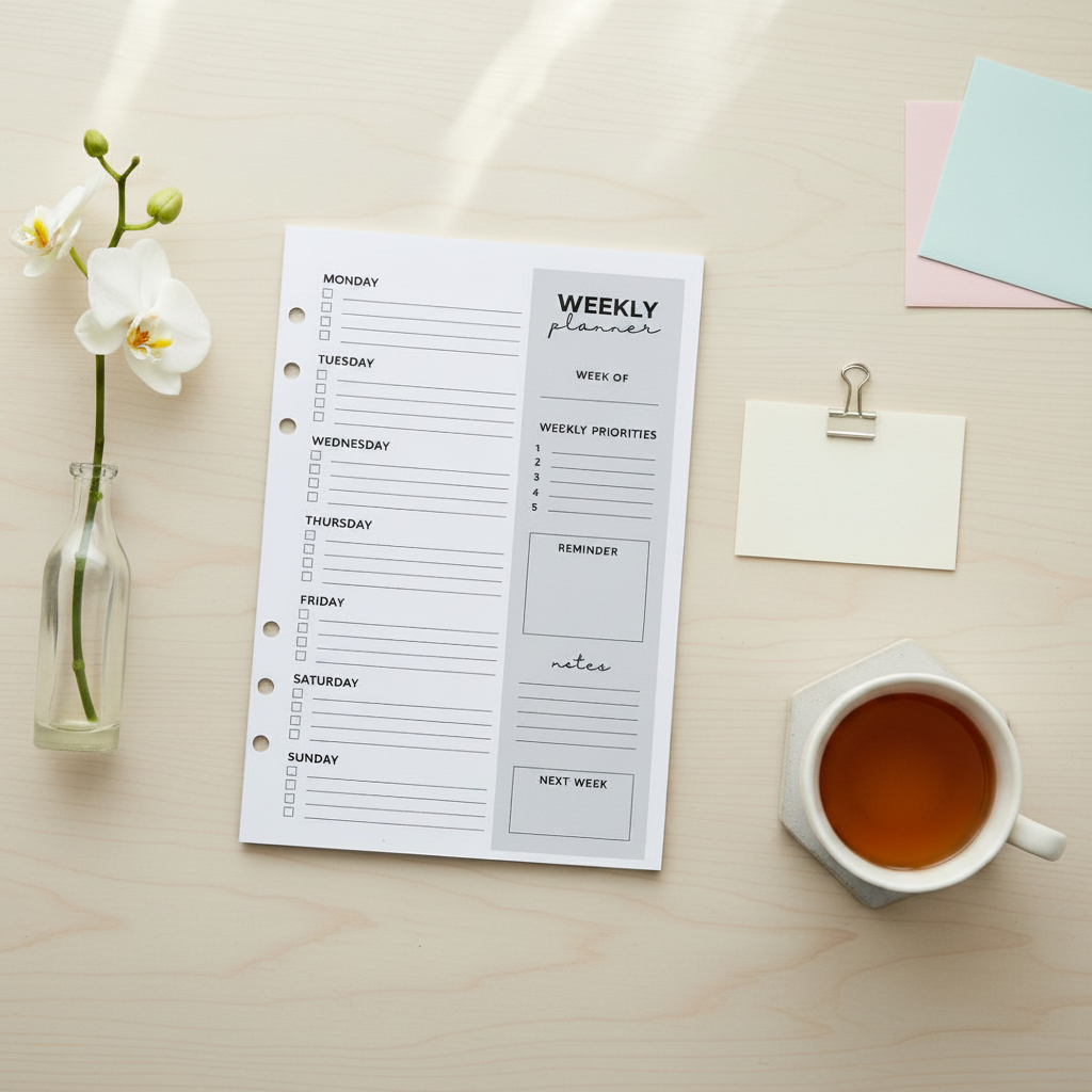 Weekly Planner | A5 Ring Binder Insert