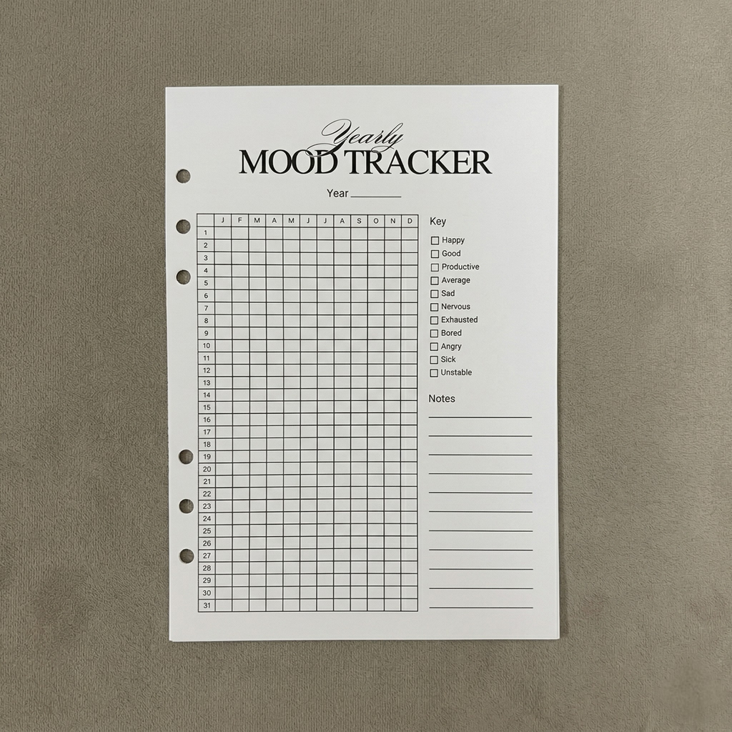 Yearly Mood Tracker | 2 PACK - A5 Ring Binder Insert