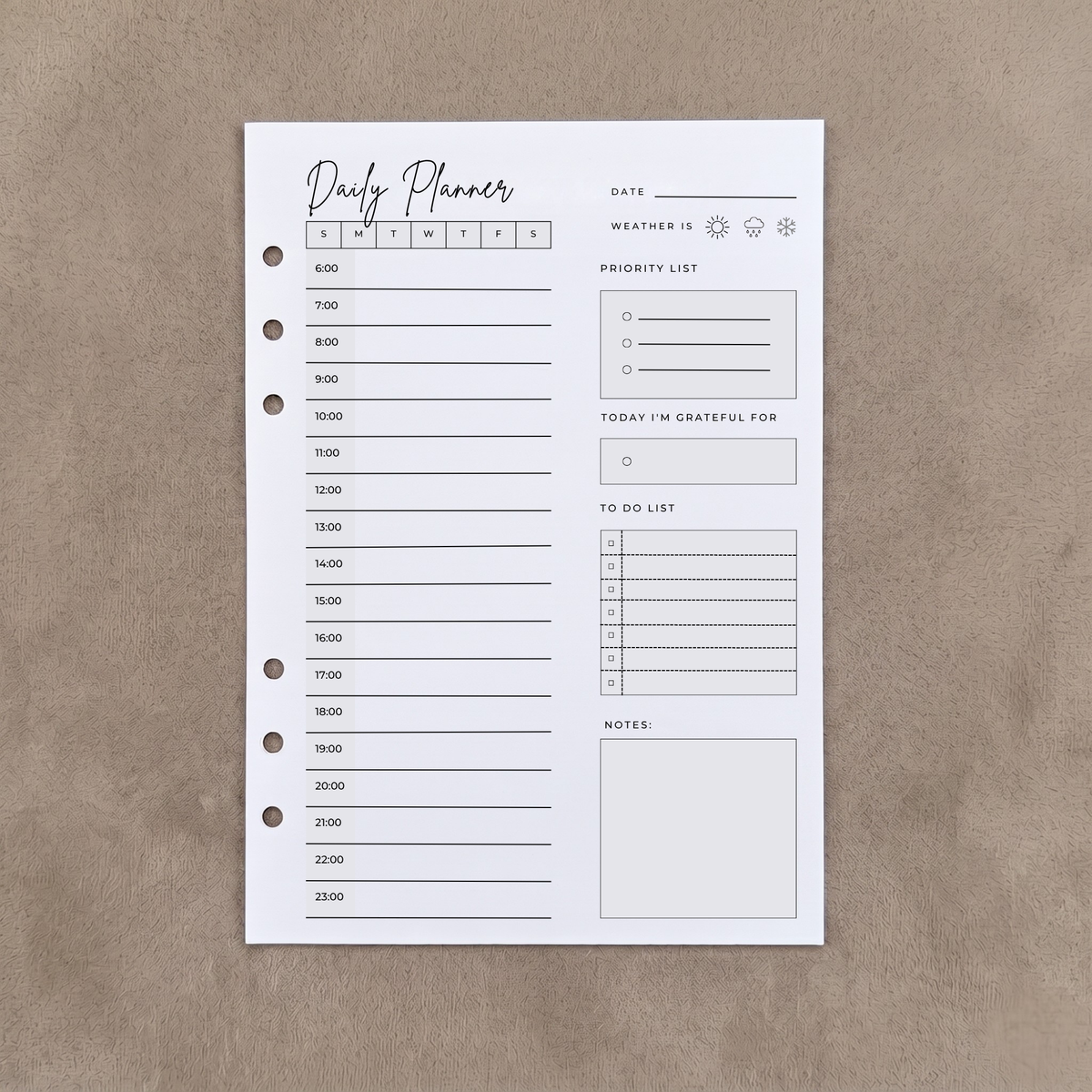Daily Planner with Gratitude | A5 Ring Binder Inserts