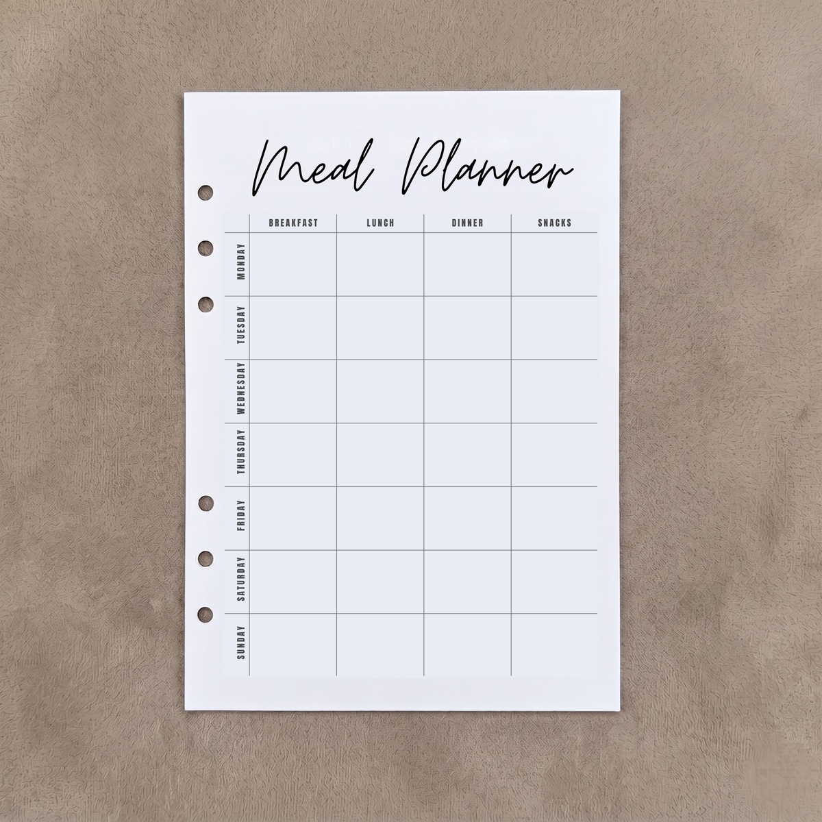 Meal Planner | A5 Ring Binder Inserts