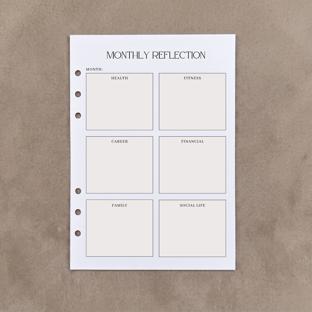 Monthly Reflection | 12 PACK - A5 Ring Binder Inserts