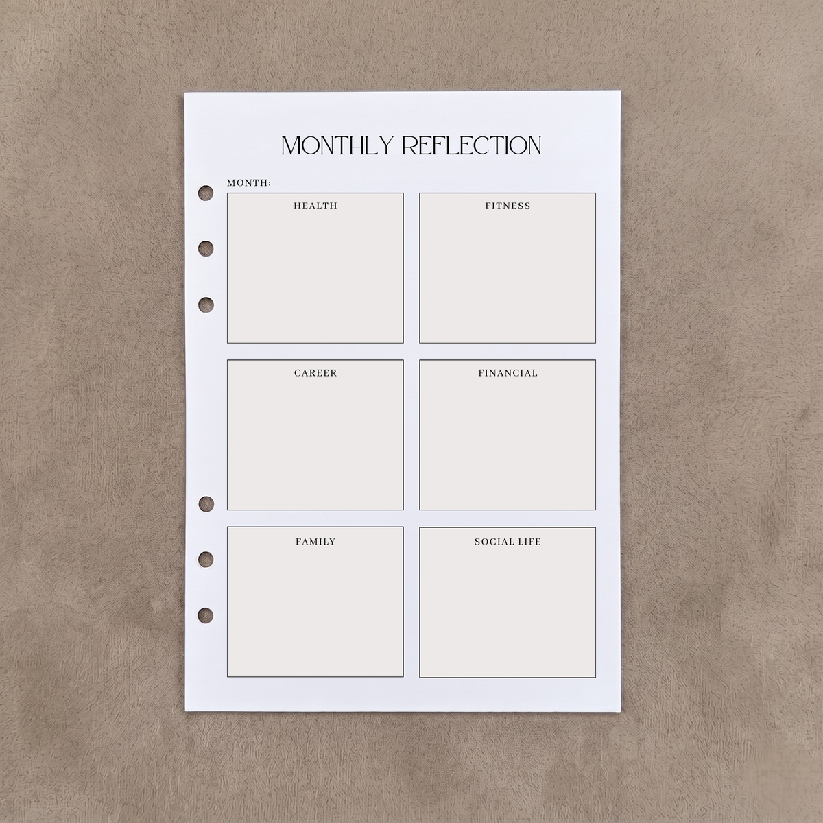 Monthly Reflection | 12 PACK - A5 Ring Binder Inserts