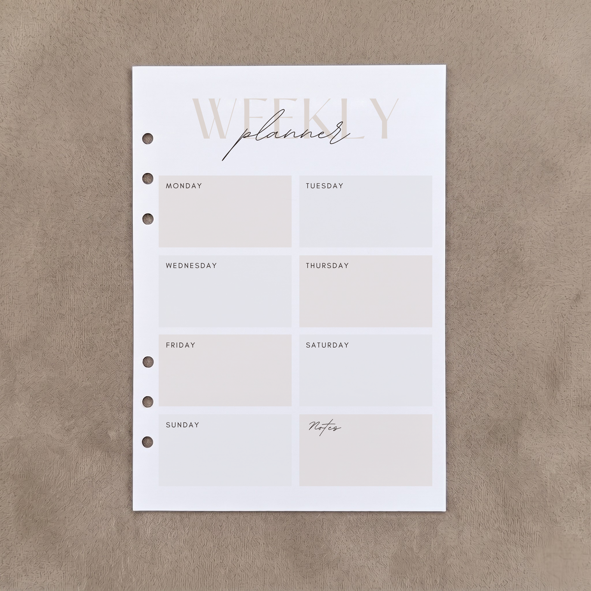Simple Weekly Planner | A5 Ring Binder Inserts