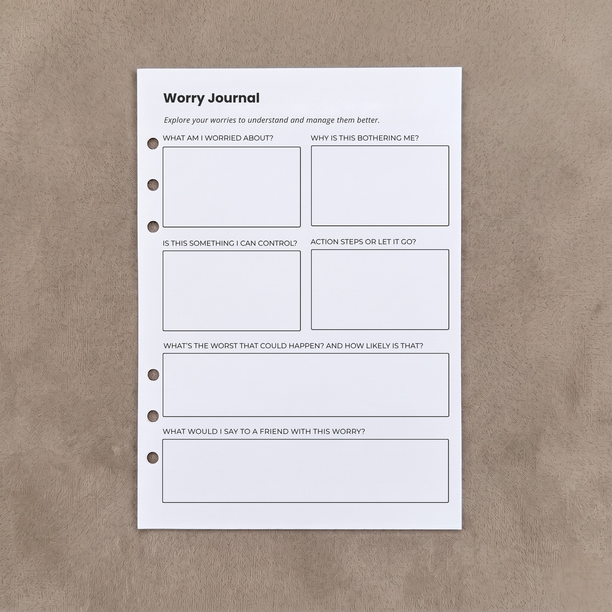 Worry Journal | A5 Ring Binder Insert