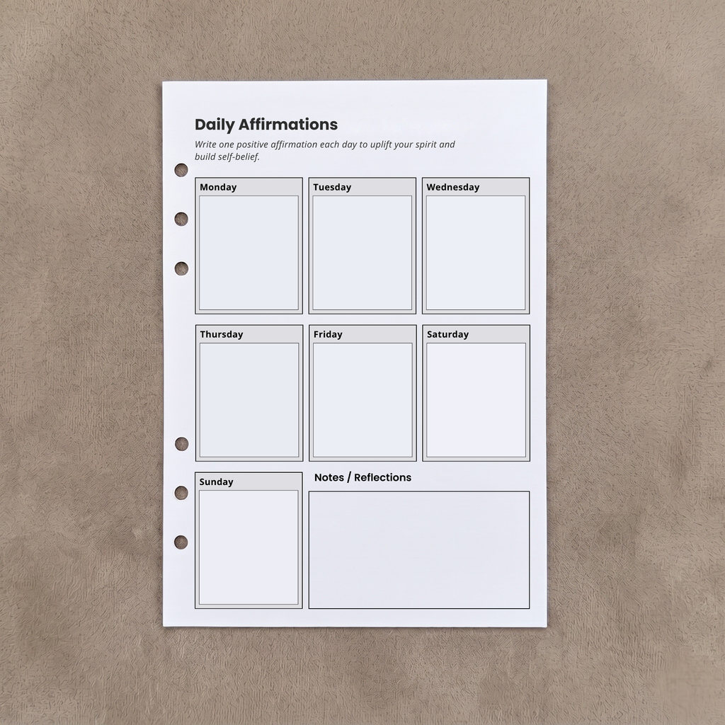 Affirmations | A5 Ring Binder Inserts