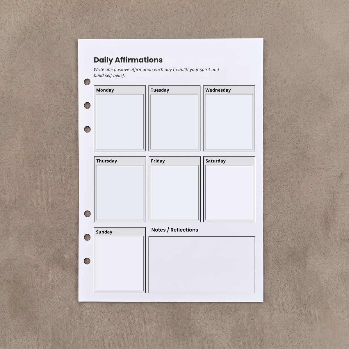 Affirmations | A5 Ring Binder Inserts